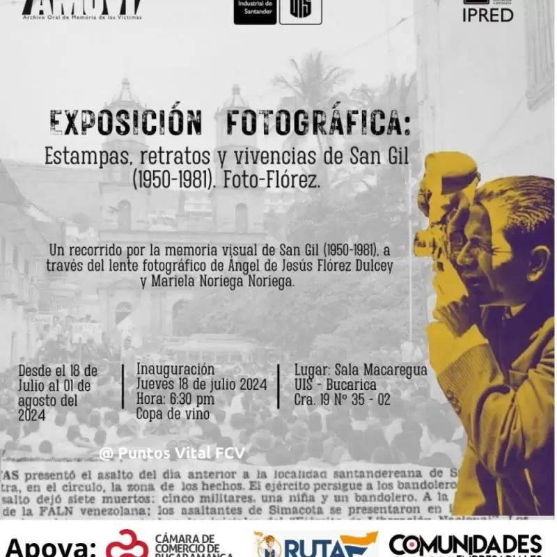 Empresario Ruta F de Industrias creativas y culturales asiste sin costo a la Exposición fotográfica: Estampas, relatos y vivencias de San Gil (1950-1981)