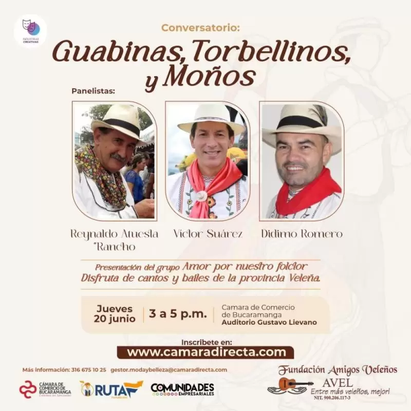 ¡Empresarios Ruta F, participa en el Conversatorio Guabinas, Torbellinos y Moños!